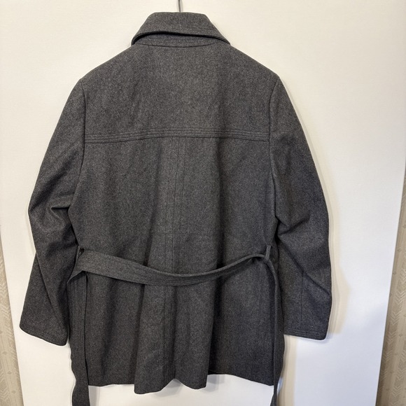 JACKET PEACOAT WOMENS 1X WOOL BLEND Belted BUTTON UP GRAY COAT - Picture 6 of 9